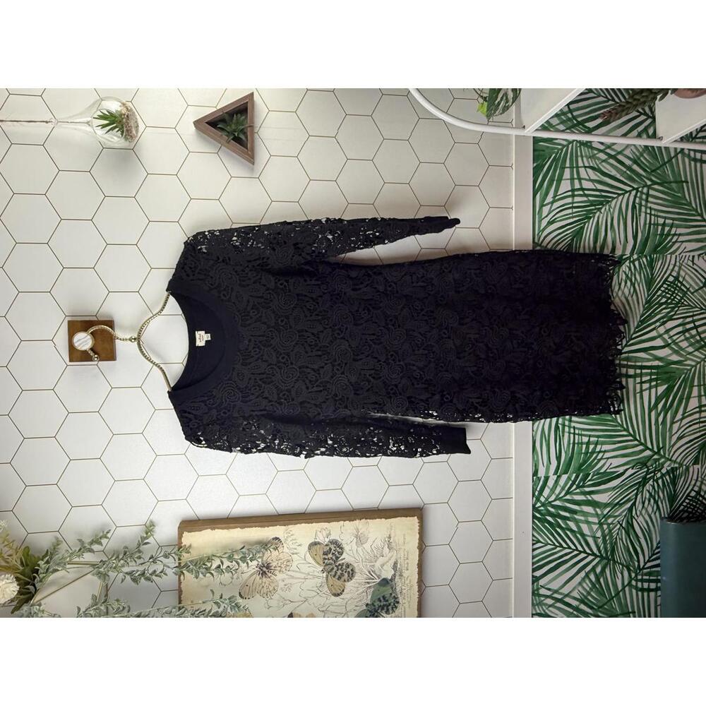Wilfred by Aritzia Black Lace Long Sleeve Crochet Midi Dress - Size - XXS